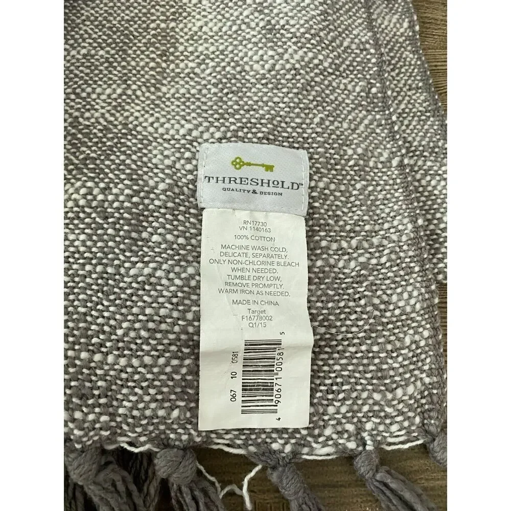 Threshold Darker Taupe Fringed Edge Throw Blanket
